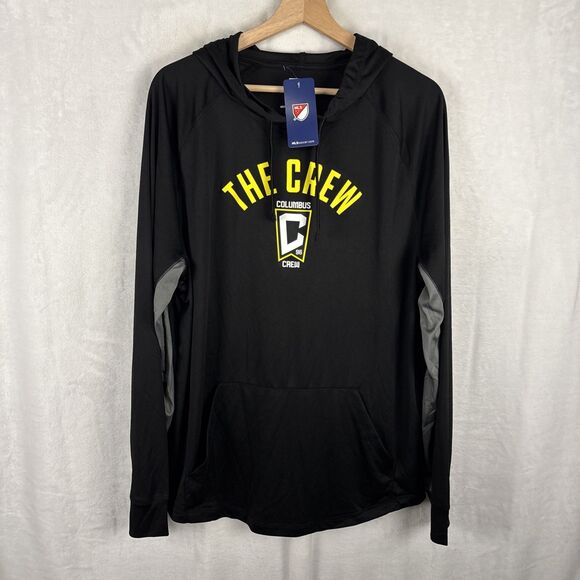 Columbus Crew Hoodie Sz Large Black MLS Soccer Long Sleeve Shirt Performance NWT - Picture 1 of 5